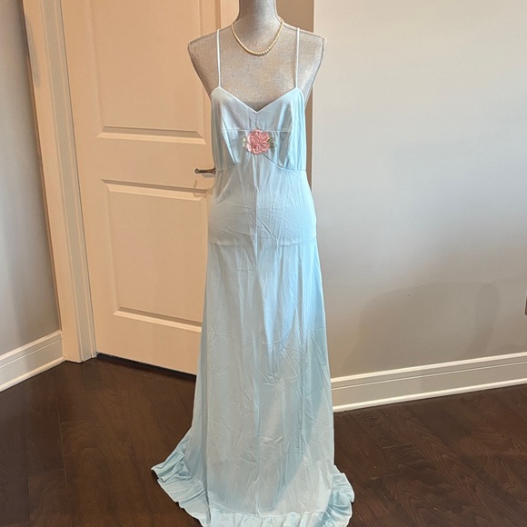 Lane Bryant Other - Vintage 70’s Lane Bryant Elegant Blue Spaghetti Strap Maxi nightgown Dress